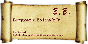 Burgreth Bolivár névjegykártya